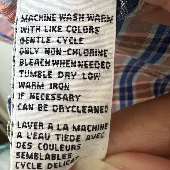 Tommy Bahama Orange/Blue Plaid Long Sleeve Coastal Flip Cuff Button Up Shirt XL - Picture 9 of 9